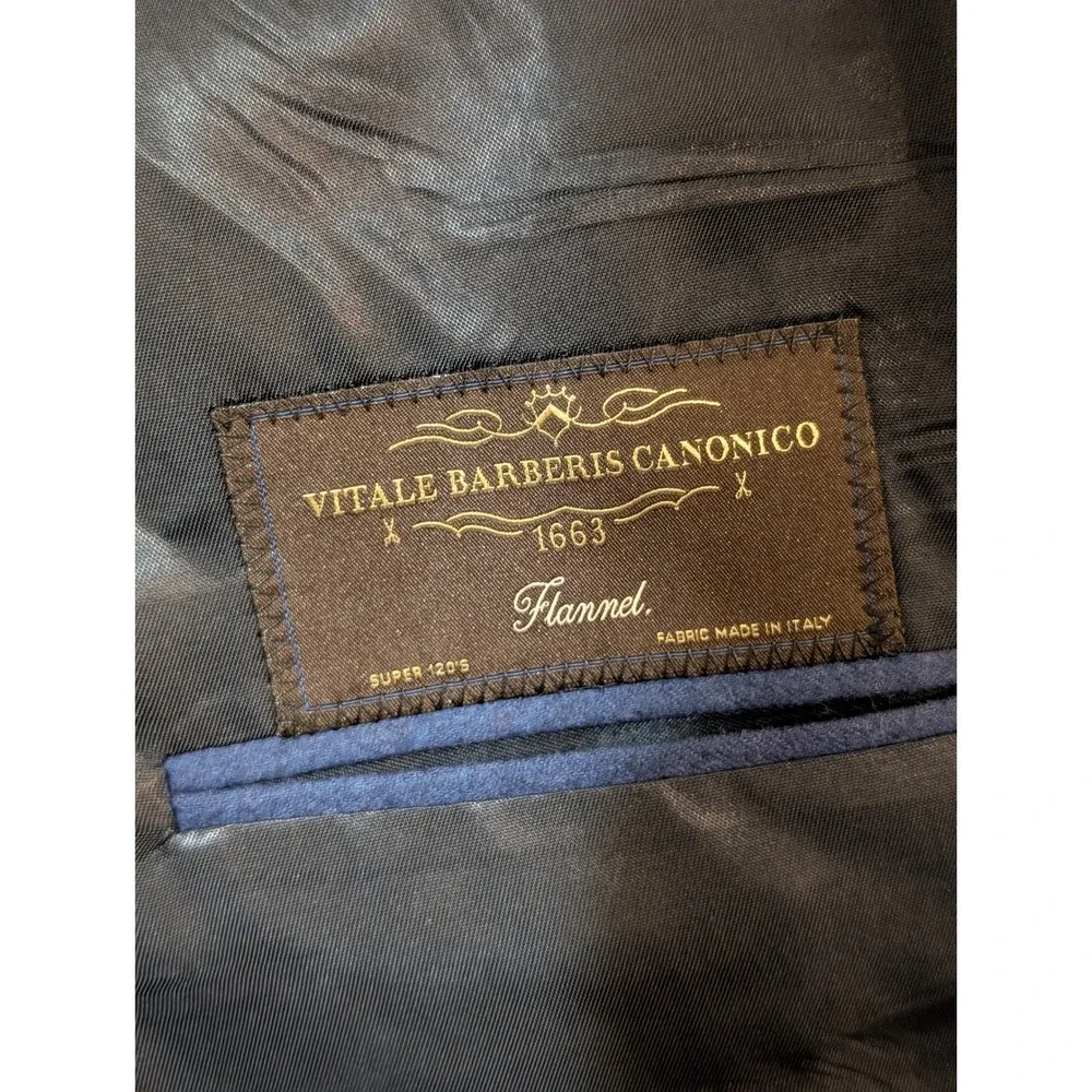 Ben Silver Charleston 46L Mid-Blue Mélange Flannel Suit Vitale Barberis Canonico